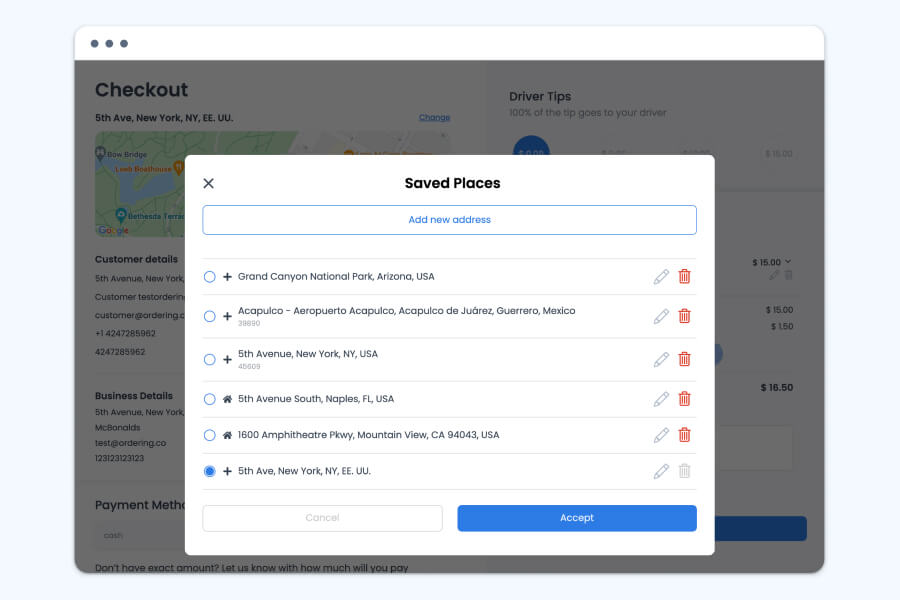 Ordering Co Feature Saved Places